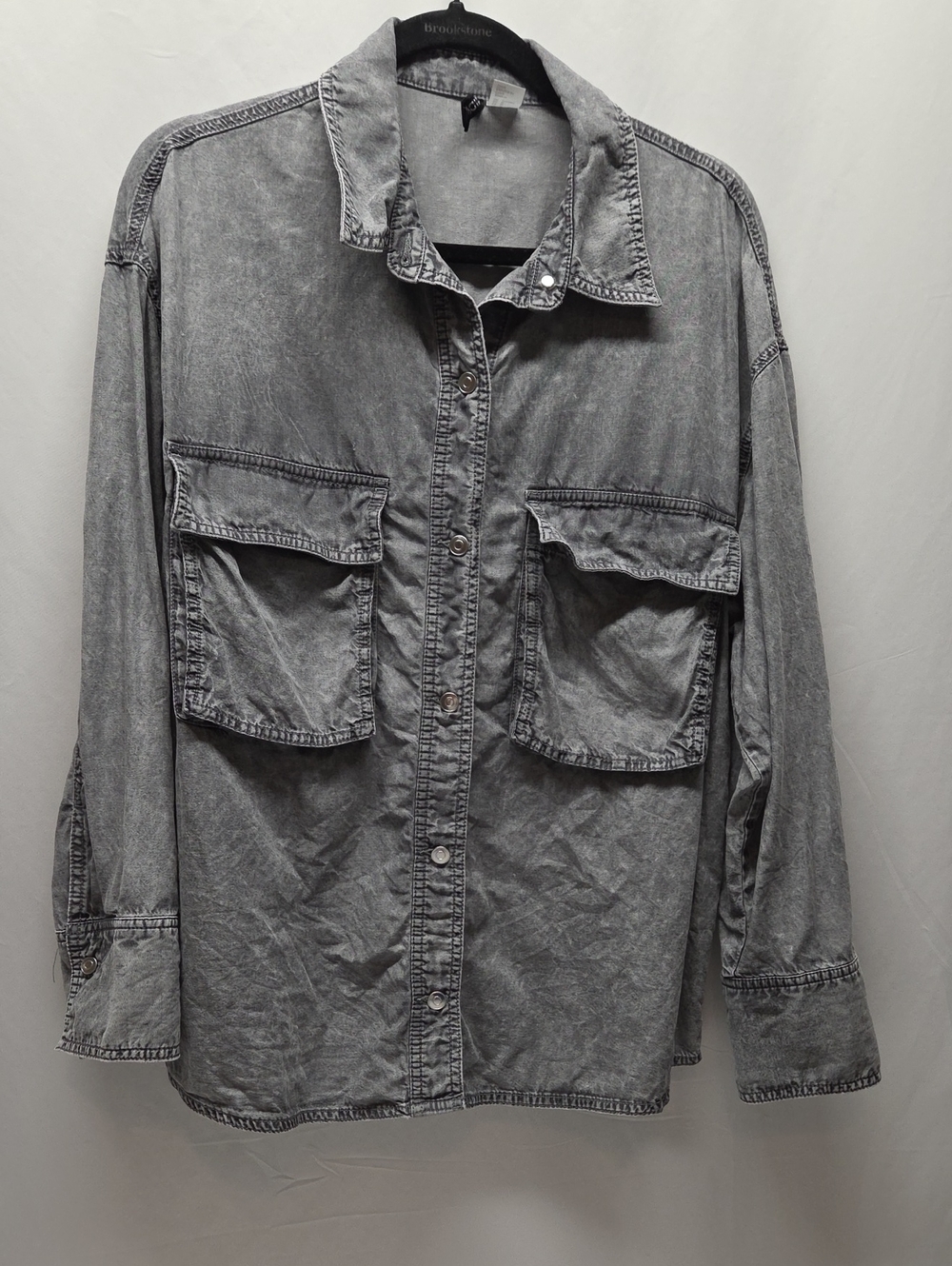 H&M Divided Washed Grey Oversized Utility Shirt Jacket Unisex Oversized Baggy